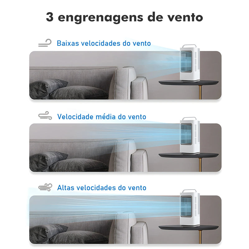 Mini Ventilador Portátil 3 em 1