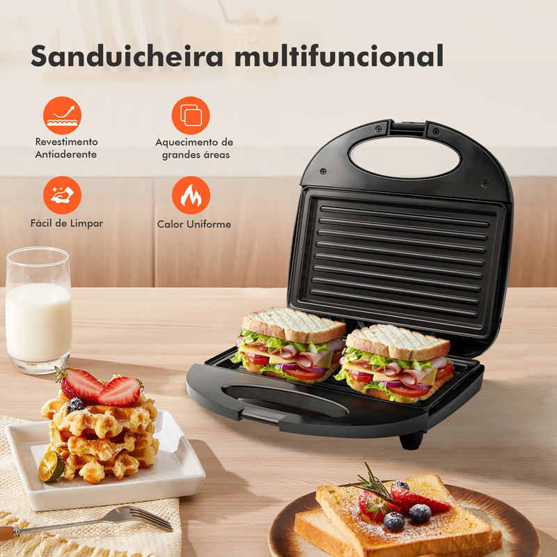 Máquina de Waffles e Sanduíches 4 em 1