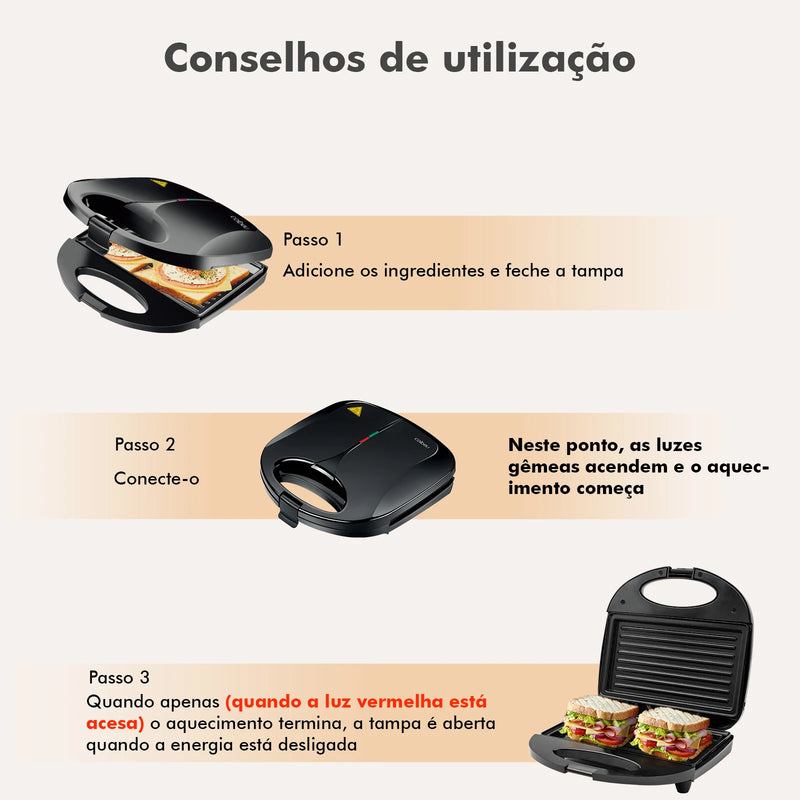 Máquina de Waffles e Sanduíches 4 em 1